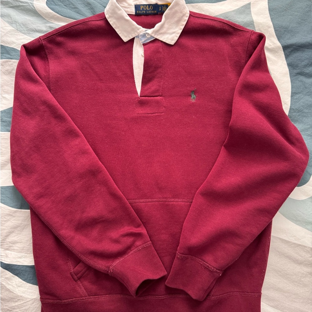Polo Ralph Lauren Burgundy RL Fleece Rugby Shirt